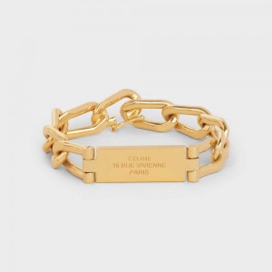 Celine 16 Rue Vivienne Gourmette In Brass With Gold Finish Armbanden Goud | CL-592212