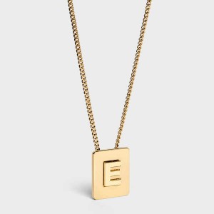 Celine Alphabet E In Brass With Gold Finish Kettingen Goud | CL-592268