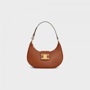 Celine Ava Soft Bag In Smooth Calfskin Triomphe Bruin | CL-593172