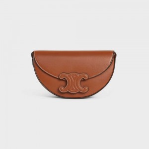 Celine Besace In Smooth Calfskin Cuir Triomphe Bruin | CL-593162