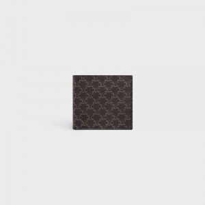 Celine Bi-fold In Triomphe Canvas Portefeuille Zwart | CL-591789