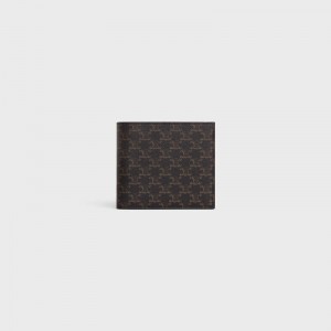 Celine Bi-fold With Coin Compartment In Triomphe Canvas Portefeuille Zwart | CL-591786