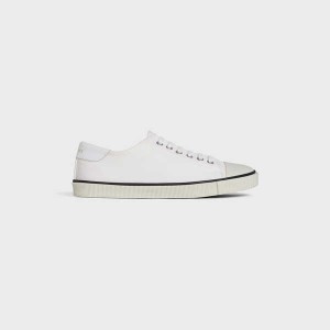 Celine Blank Low Kanten Up With Neus In Canvas And Calfskin Sneakers Wit | CL-592555