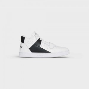 Celine C02 Trainer Mid With Scratch In Calfskin Sneakers Wit Zwart | CL-592542