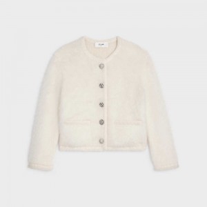Celine Cardigan In Brushed Mohair Gebreide Kleding Wit | CL-592699