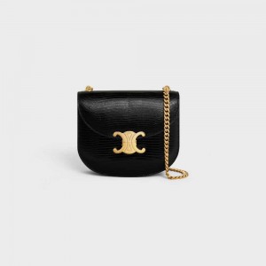 Celine Chain Besace Clea In Lizard Triomphe Zwart | CL-593225