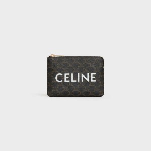 Celine Coand Card Pouch Triomphe Canvas Pasjeshouder Zwart | CL-592957