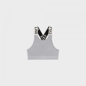 Celine Crossback Sports Bra In Atletische Knit Sweatshirts Grijs Wit | CL-592810