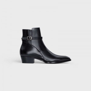 Celine Drugstore Jodhpur In Shiny Calfskin Laarzen Zwart | CL-591871