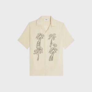 Celine Embroidered Hawaiian In Viscose Overhemd Beige | CL-592150