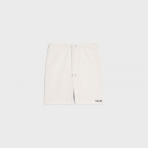 Celine Embroidered In Katoenen Fleece Korte Broek Room Zwart | CL-592077