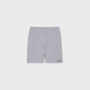 Celine Embroidered In Katoenen Fleece Korte Broek Grijs Zwart | CL-592075