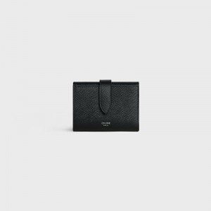 Celine Fine Riemen In Grained Calfskin Portefeuille Zwart | CL-591793