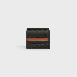 Celine Flap Origami In Triomphe Canvas And Portefeuille Bruin | CL-591797