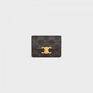 Celine Flap Triomphe Triomphe Canvas Pasjeshouder Bruin | CL-592949