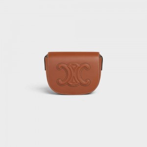 Celine Folco In Smooth Calfskin Cuir Triomphe Bruin | CL-593157