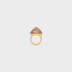 Celine Folk In Brass With Gold Finish And Rutilated Quartz Ringen Goud | CL-592191