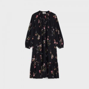 Celine Folk In CrêPe De Chine Jurk Bloemen | CL-592857