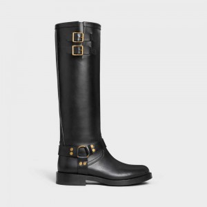 Celine High Biker In Calfskin - Vegetal Tanning Laarzen Zwart | CL-592499
