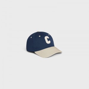 Celine Initial Baseball In Katoenen Pet Donkerblauw Beige | CL-591700
