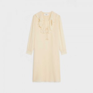 Celine Jabot In Lichtgewicht Silk Sablé Jurk Room | CL-592860