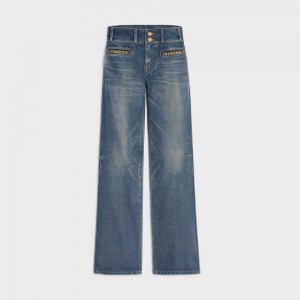 Celine Jane Flared Jeans In Dark Union Wash Denim Broek Donkerlichtturkoois | CL-592718