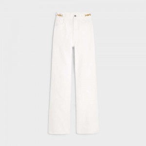 Celine Jane Flared Jeans In Optic Wash Denim Broek Wit Lichtturkoois | CL-592722
