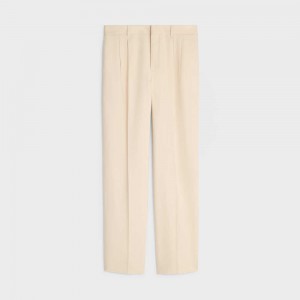Celine Jude Double-pleated In Silk Panama Broek Wit | CL-592738