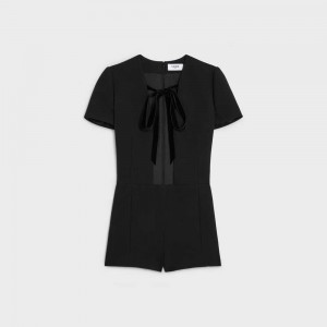 Celine Jumpsuit In Gauffered Double Wol Korte Broek Zwart | CL-592748