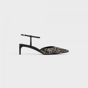 Celine Kitten With Strass In Suede Calfskin Hakken Zwart | CL-592561