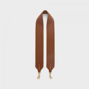 Celine Kort Riemen In Textiel And Calfskin Kleine Lederwaren Bruin | CL-592916