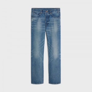 Celine Kurt Jeans In Union Wash Denim Broek Lichtturkoois | CL-592050