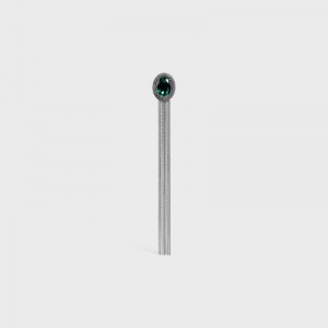 Celine Les Pierres Oval Brooch In Brass With Rhodium Finish And Green Strass Oorbellen Zilver Groen | CL-591676