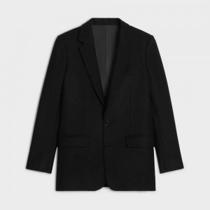 Celine Long In Cashmere Flannel Jassen Zwart | CL-592654