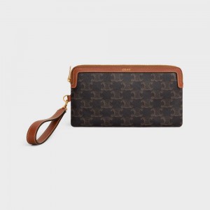 Celine Long Pouch With Riemen Cuir Triomphe In Triomphe Canvas And Calfskin Zak Bruin | CL-592889