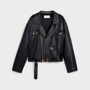 Celine Loose Biker In Soft Vintage Leather Zwart | CL-592617