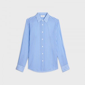 Celine Loose In Gestreept Katoenen Overhemd Blauw | CL-592174