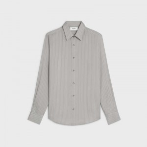 Celine Loose In Gestreept Silk Overhemd Donkergrijs | CL-592168