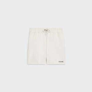 Celine Loose In Katoenen Fleece Broek Room Zwart | CL-592758