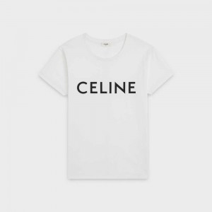 Celine Loose In Katoenen Jersey T-shirt Wit | CL-592795