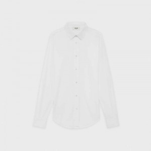 Celine Mager In Katoenen Poplin Overhemd Wit | CL-592180