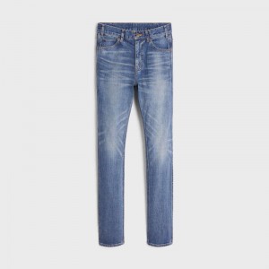 Celine Mager Jeans In Vintage Union Wash Denim Broek Lichtturkoois | CL-592058