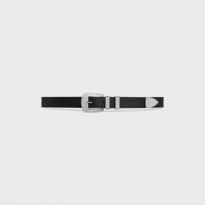 Celine Medium Marco With Strass In Vintage Calfskin Riemen Zwart | CL-591766