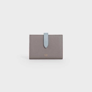 Celine Medium Riemen In Bicolour Grained Calfskin Portefeuille Grijs | CL-592991