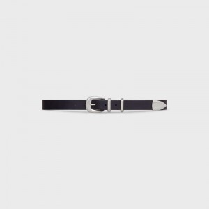 Celine Medium Western In Vintage Calfskin Riemen Zwart | CL-591770