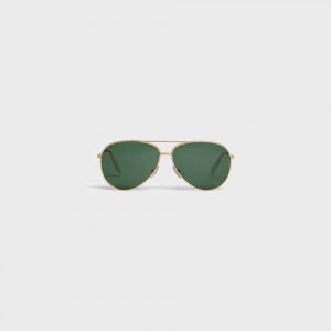 Celine Metal Frame 01 In Metal With Mineral Glass Lenses Zonnebril Goud Groen | CL-591757