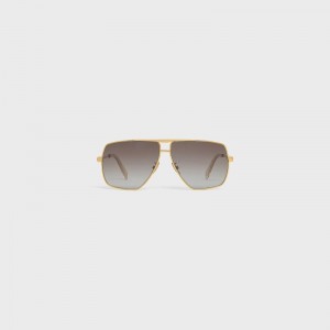 Celine Metal Frame 25 In Metal With Polarized Lenses Zonnebril Goud Bruin | CL-591755