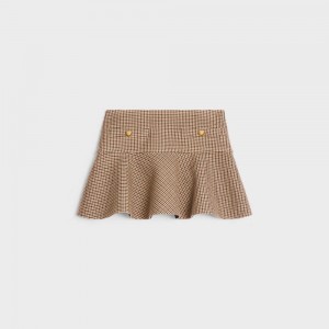 Celine Mini In Double Houndstooth Wol Rokken Bordeaux Beige Zwart | CL-592866