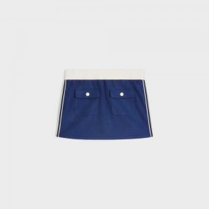 Celine Mini In Texturized Jersey Rokken Donkerblauw Wit | CL-592884