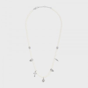 Celine Monochroms Charms In Brass With Rhodium Finish Kettingen Wit Zilver Zwart | CL-591660